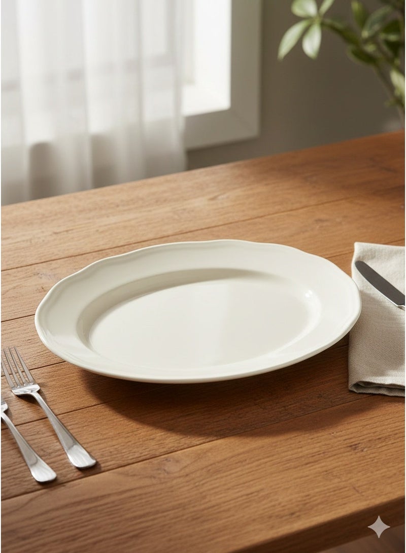 Rosa By Fathy Mahmoud Plain Fruit Serving Plate, White 23 × 3 cm - Image 1